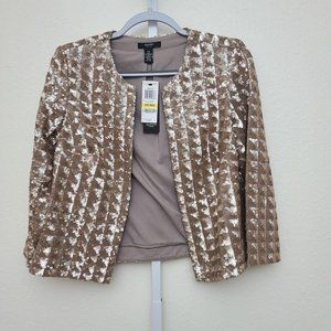 Alfani Petite Women's Jacket Size PM Rose Gold Sequins Lined NWT